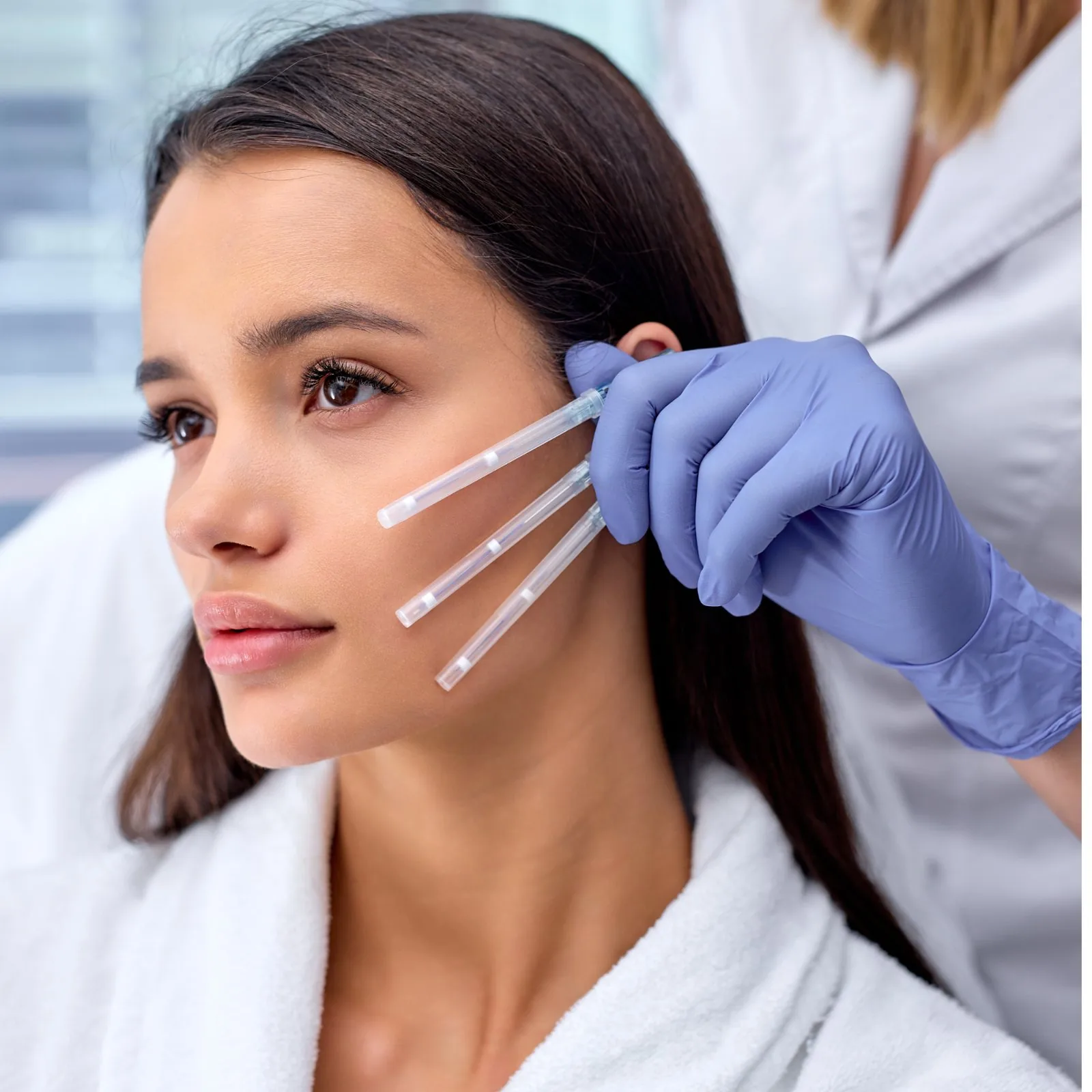 Mature, glowing skin after PDO thread smoothing in Leander, TX